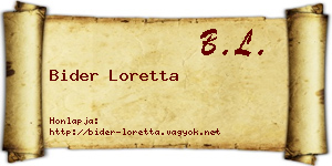 Bider Loretta névjegykártya